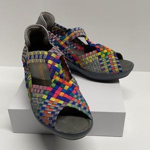 Bernie Mev, Rainbow Woven Wedge Sandals